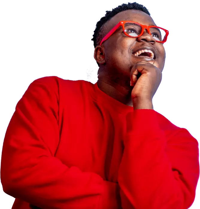 Man thinking about an outdoor Escape Room and smiling